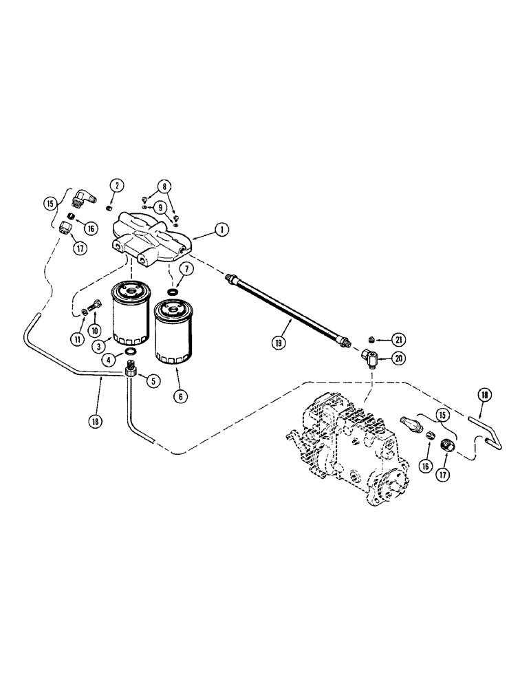 Схема запчастей Case 680CK - (032) - FUEL FILTER SYSTEM, (301B) DIESEL ENGINE (10) - ENGINE