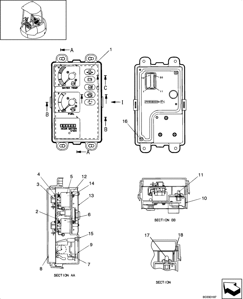 Схема запчастей Case CX36 - (09-43[00]) - INSTRUMENT CLUSTER (09) - CHASSIS/ATTACHMENTS