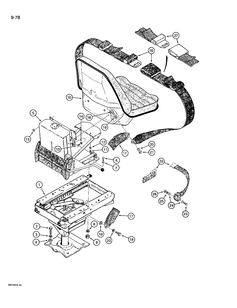 Схема запчастей Case 780D - (9-078) - SUSPENSION SEAT AND MOUNTING PARTS (09) - CHASSIS/ATTACHMENTS