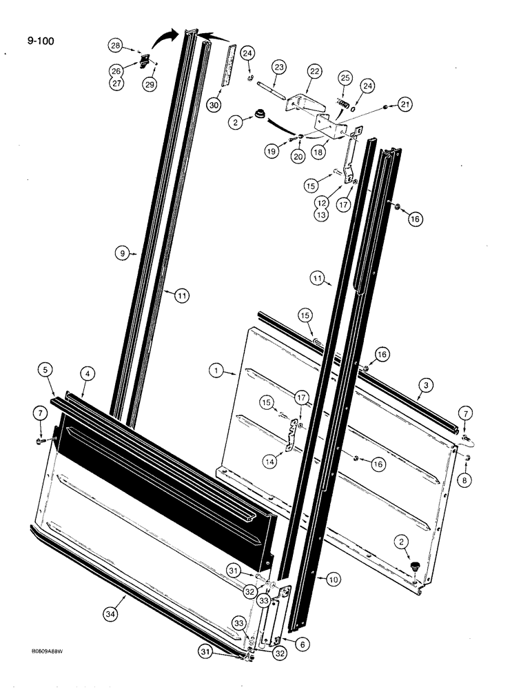 Схема запчастей Case 780D - (9-100) - CAB REAR WINDOW (09) - CHASSIS/ATTACHMENTS