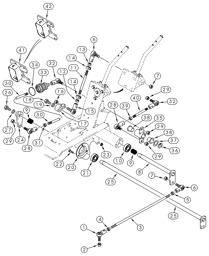 Схема запчастей Case 95XT - (09-18) - LINKAGE, LOADER & GROUND DRIVE, MODELS W/FOOT CONTROLS, L.H. (N.A. -JAF0311356 / EUROPE -JAF0274359) (09) - CHASSIS/ATTACHMENTS