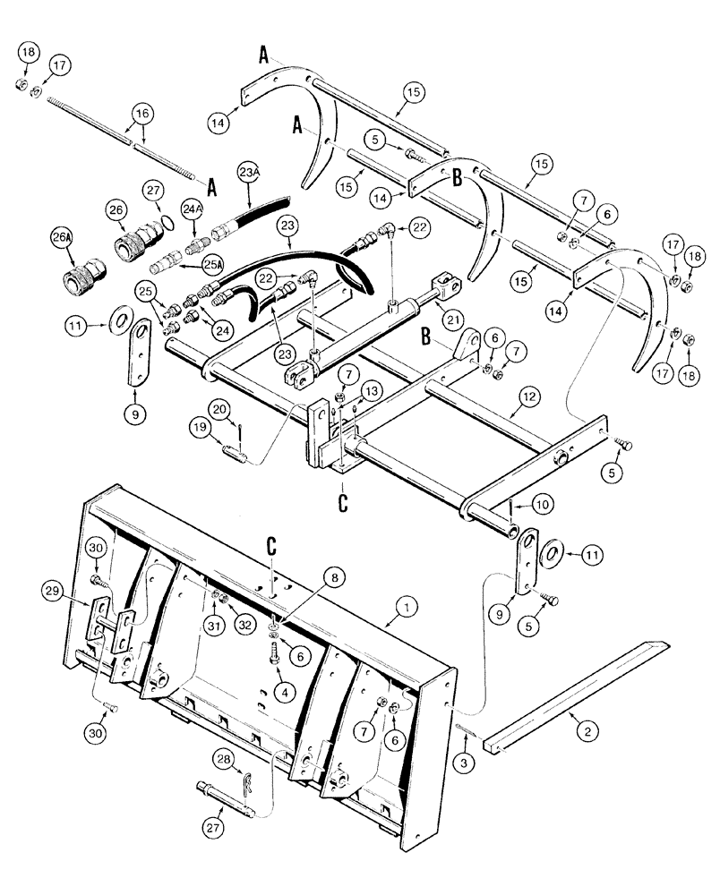 Схема запчастей Case 1835C - (9-34) - MANURE FORK AND GRAPPLE (09) - CHASSIS/ATTACHMENTS