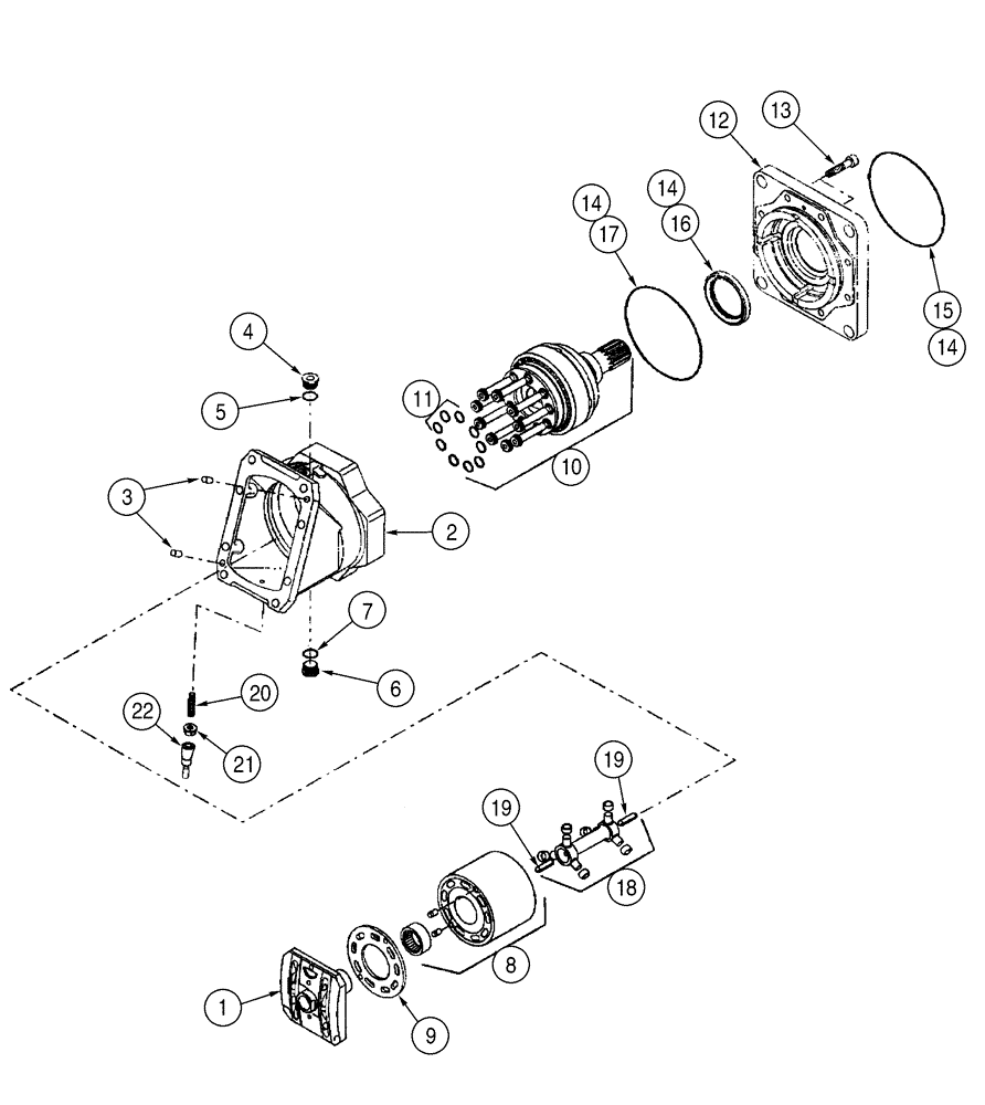 Схема запчастей Case 960 - (06-34) - MOTOR ASSY GROUND DRIVE (06) - POWER TRAIN