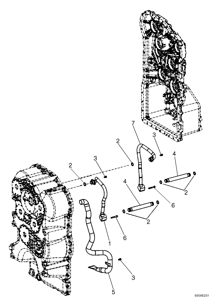 Схема запчастей Case 821F - (21.100.15 ) - TRANSMISSION, HOUSING ASSEMBLY TUBES (21) - TRANSMISSION