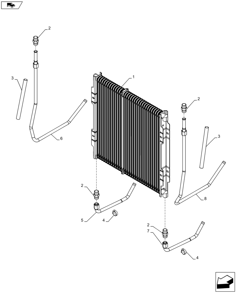 Схема запчастей Case 590SN - (10.408.04) - VAR - 423000, 442082, 747853, 747854, 747855 - OIL COOLER, HYDRAULIC OIL (10) - ENGINE