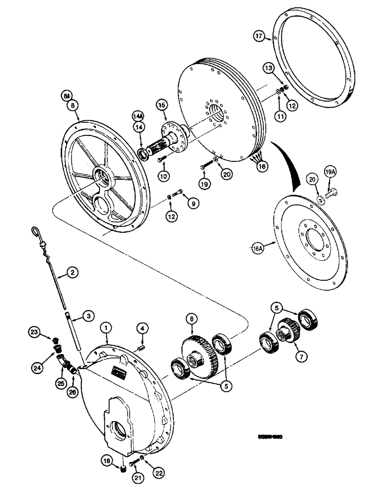 Схема запчастей Case 660 - (6-22) - PUMP DRIVE - H673649 (06) - POWER TRAIN