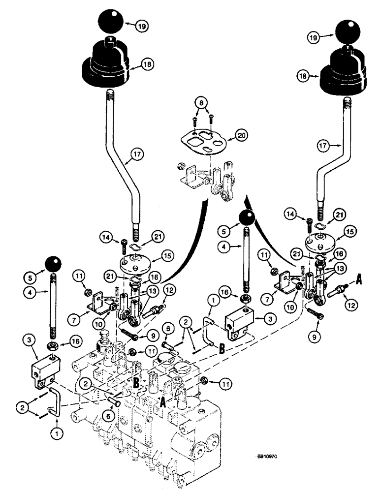 Схема запчастей Case 660 - (8-052) - BACKHOE CONTROL VALVE - H674500, CONTROL LEVERS (08) - HYDRAULICS