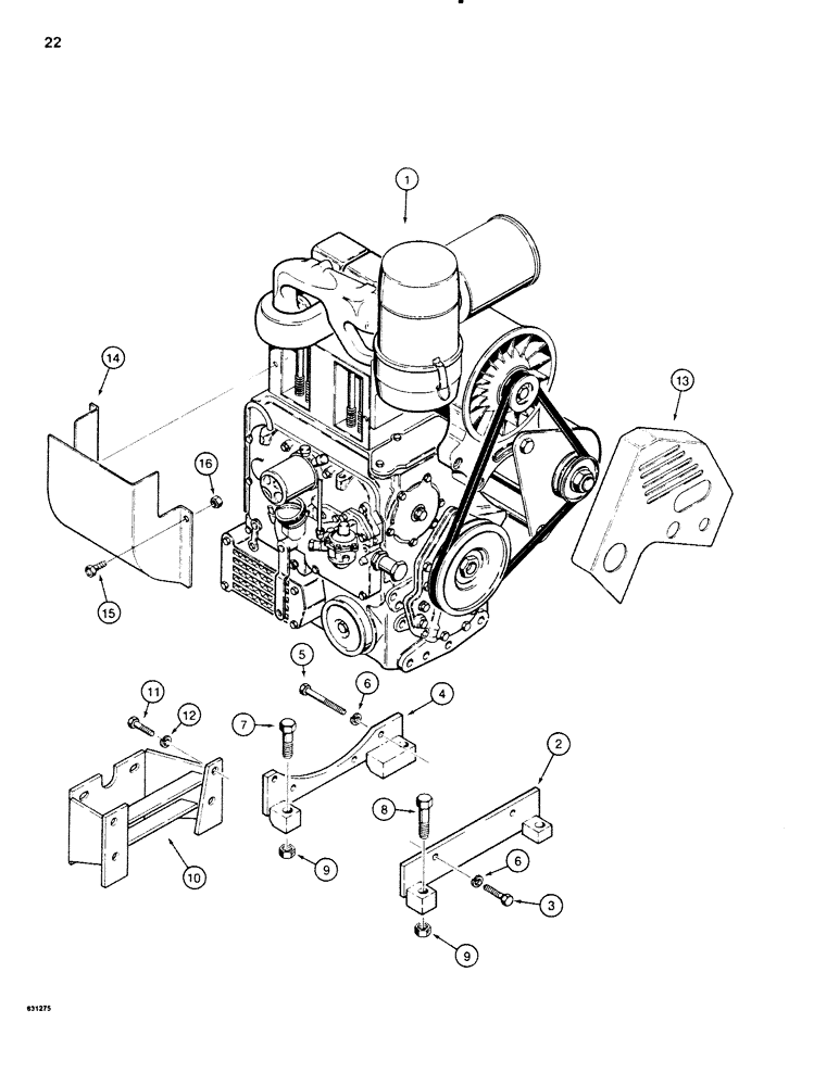 Схема запчастей Case SD100 - (022) - ENGINE MOUNTING, DEUTZ DIESEL (10) - ENGINE