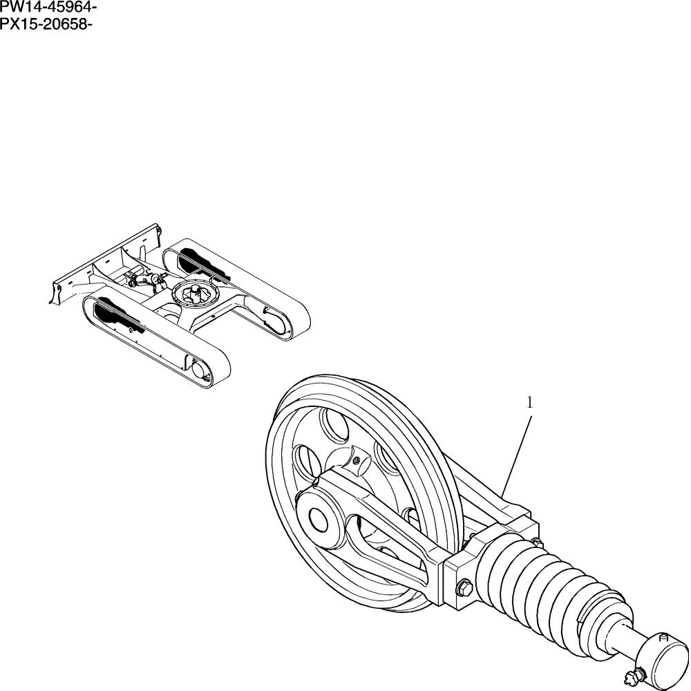 Схема запчастей Case CX31B - (346-01[1]) - IDLER ASSEMBLY, CRAWLER (56) - GRAPE HARVESTER SHAKERS