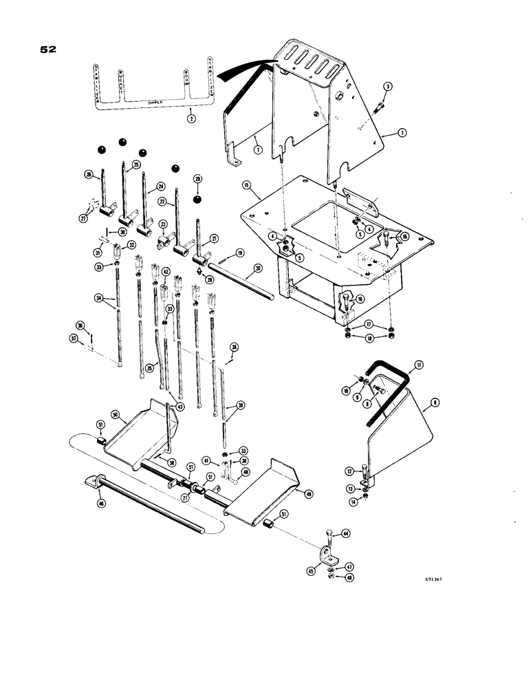 Схема запчастей Case 33 - (052) - INDIVIDUAL LEVER BACKHOE CONTROL (FOOT SWING), TWO PIECE TOWER 