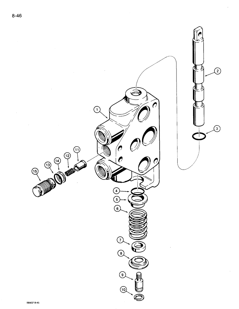 Схема запчастей Case 360 - (8-46) - BACKHOE CONTROL VALVE - SWING AND BUCKET SECTION (08) - HYDRAULICS