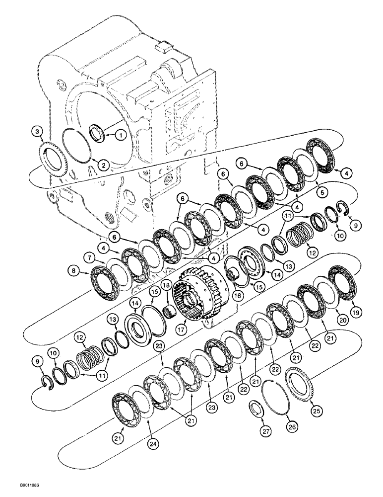 Схема запчастей Case 621B - (6-32) - TRANSMISSION ASSEMBLY, THIRD AND FOURTH CLUTCH PACK (06) - POWER TRAIN