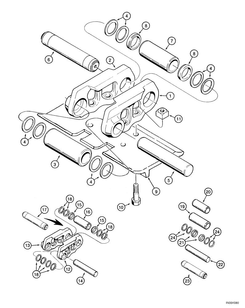 Схема запчастей Case 1150H_IND - (05-08) - TRACK CHAIN, SEALED (11) - TRACKS/STEERING