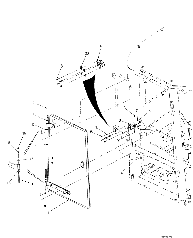 Схема запчастей Case 821E - (09-55) - CAB - WINDOW, RIGHT-HAND-UPPER - MOUNTING (09) - CHASSIS