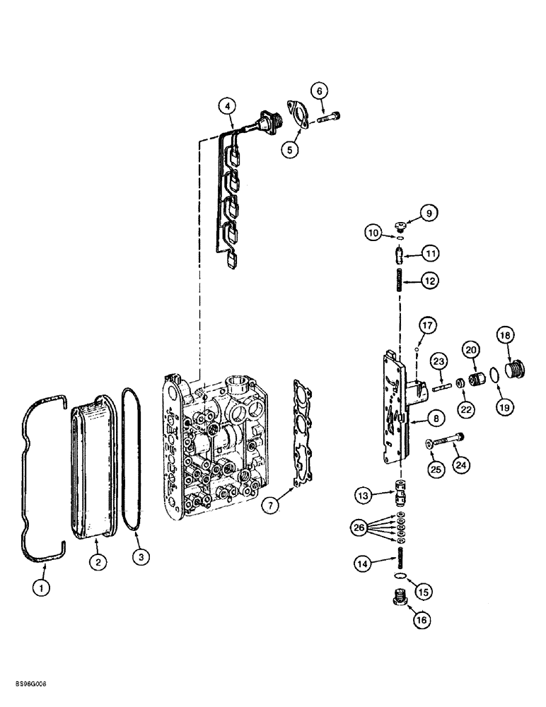 Схема запчастей Case 621B - (6-26) - TRANSMISSION ASSEMBLY, CONTROL VALVE, L129926 TRANSMISSION, PRIOR TO P.I.N. JEE0052701 (06) - POWER TRAIN