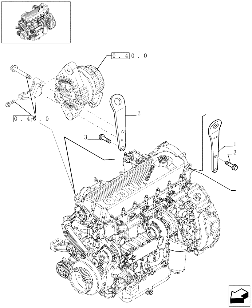 Схема запчастей Case F2CE9684C E002 - (0.45.0[01]) - HOOKS - ENGINE (504045661) 