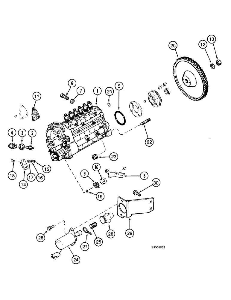 Схема запчастей Case 821B - (3-12) - FUEL INJECTION PUMP AND DRIVE, 6T-830 ENGINE, PRIOR TO P.I.N. JEE0050601 AND PRIOR TO S.N. 44866361 (03) - FUEL SYSTEM