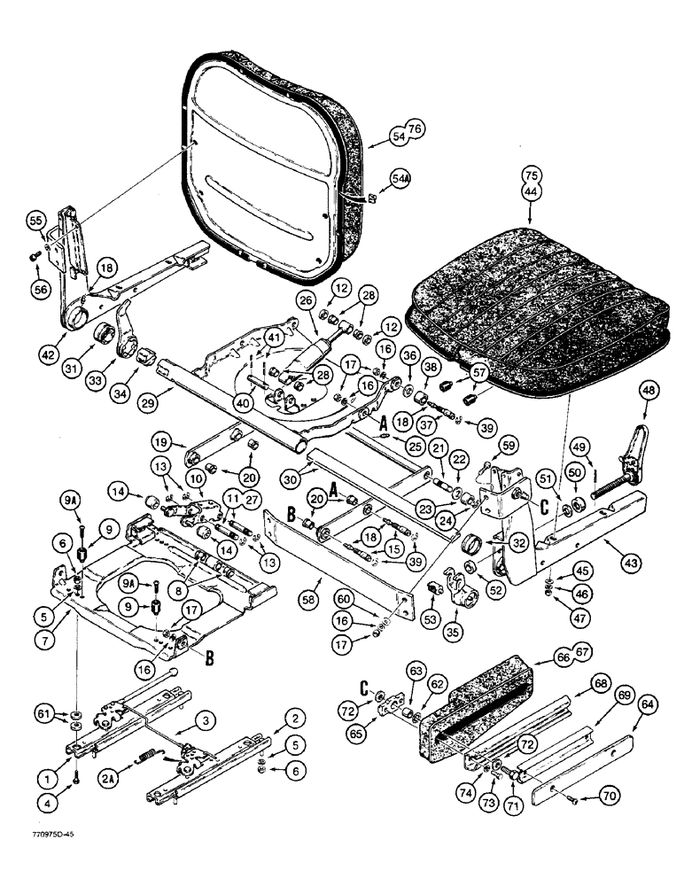 Схема запчастей Case W36 - (9-502) - SUSPENSION SEAT (09) - CHASSIS