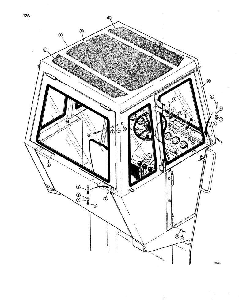 Схема запчастей Case W24B - (176) - ROLL - OVER PROTECTION STRUCTURE AND CAB (09) - CHASSIS