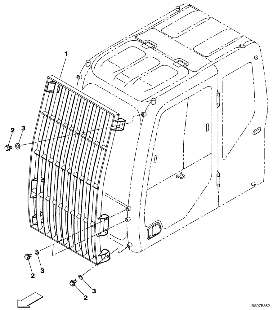 Схема запчастей Case CX130B - (09-18) - CAB GUARD - WINDOW, FRONT (09) - CHASSIS/ATTACHMENTS