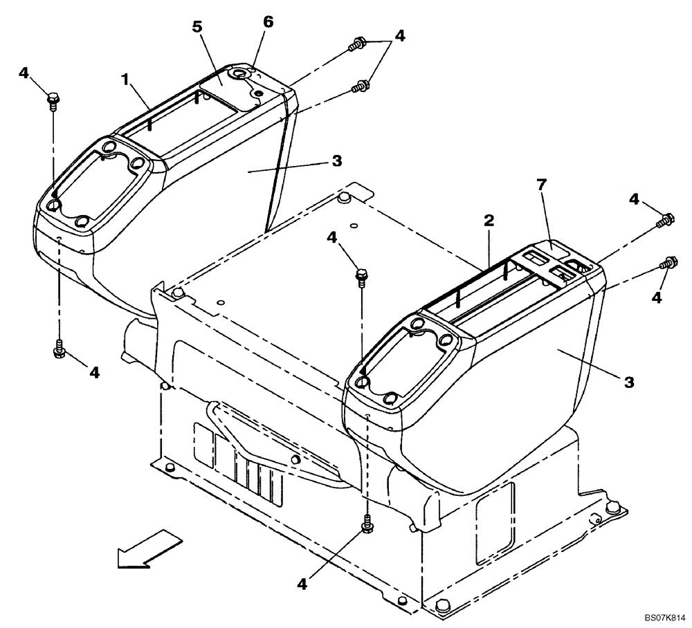 Схема запчастей Case CX135SR - (09-10) - CONSOLE, CONTROL - OPERATORS COMPARTMENT (09) - CHASSIS/ATTACHMENTS