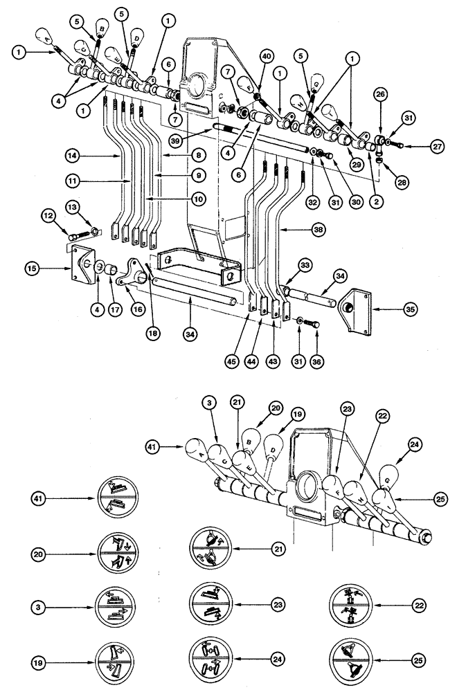 Схема запчастей Case 845 - (09.06[00]) - OPERATION LEVERS - ASSEMBLY (09) - CHASSIS