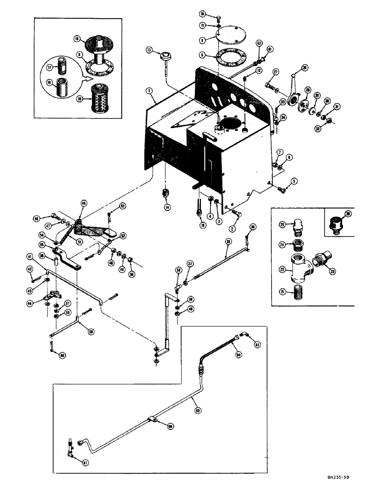 Схема запчастей Case 310D - (038) - COWL, DASH, FUEL LINES, AND THROTTLE CONTROL (05) - UPPERSTRUCTURE CHASSIS