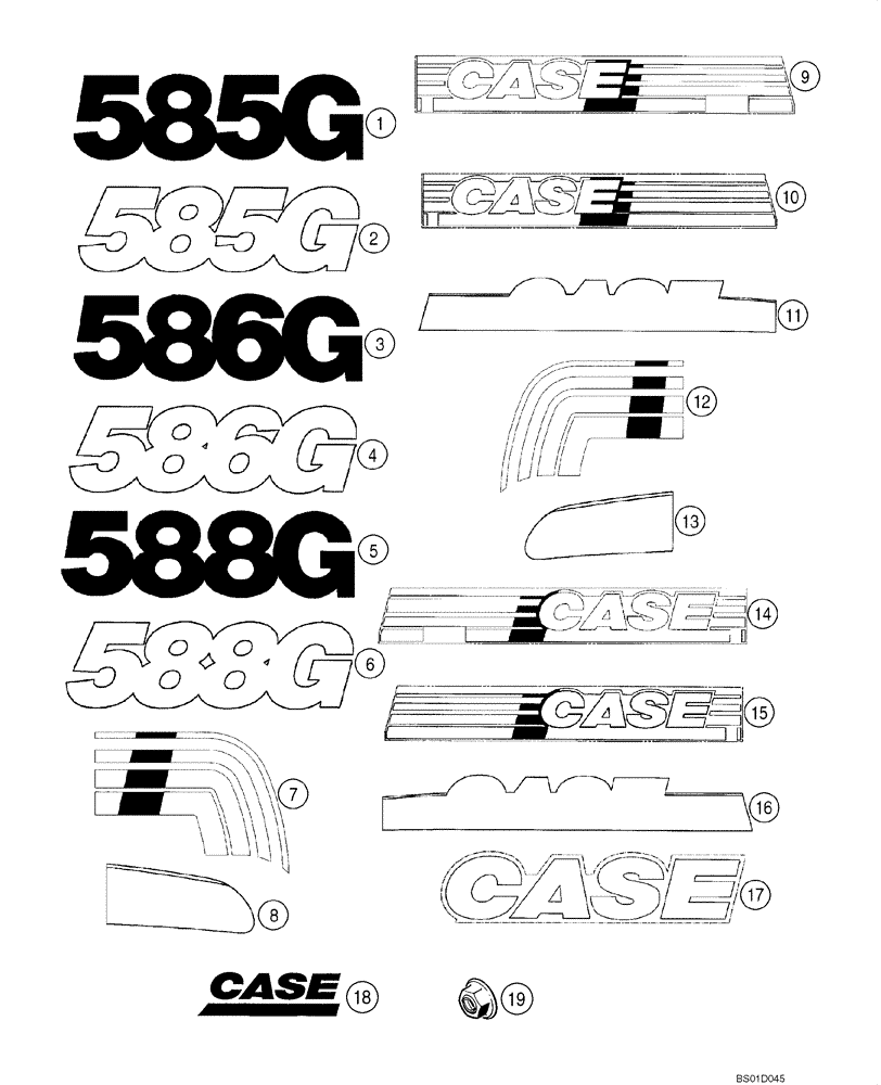 Схема запчастей Case 586G - (09-31) - DECALS (09) - CHASSIS