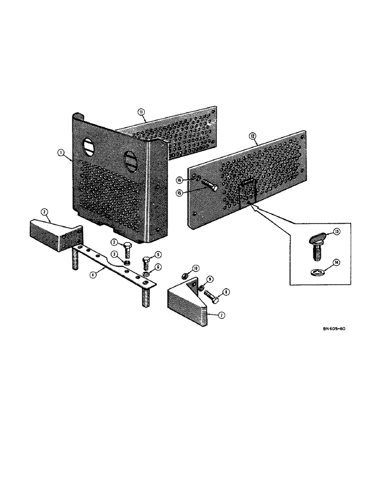 Схема запчастей Case 420B - (058[1]) - FORESTRY RADIATOR GUARD, SIDE PLATES, AND BUMPER EXTENSIONS (05) - UPPERSTRUCTURE CHASSIS