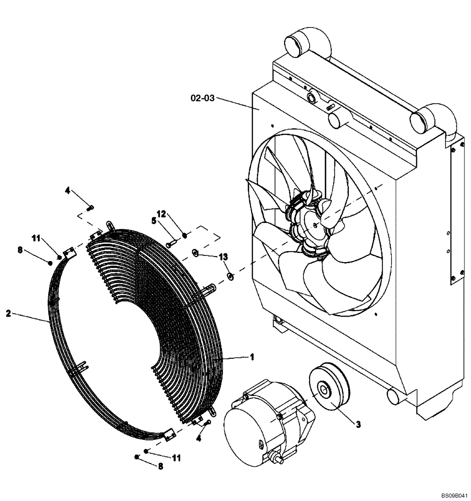 Схема запчастей Case SV210 - (02-07[01]) - GUARD, FAN W/AC (GROUP 592) (ND138842) (02) - ENGINE