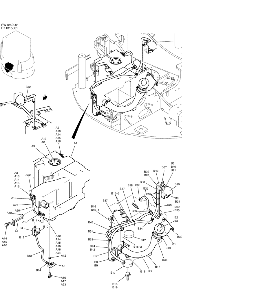 Схема запчастей Case CX36B - (01-013) - TANK ASSY, FUEL (CAB) (10) - ENGINE