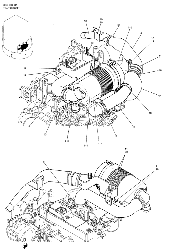 Схема запчастей Case CX50B - (01-010) - CLEANER ASSY, AIR (CAB) (PH11P00017F1) (05) - SUPERSTRUCTURE