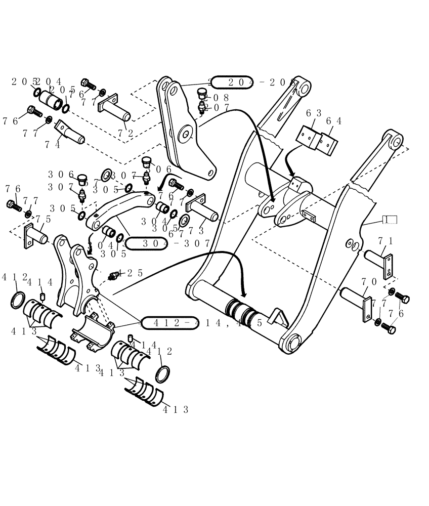 Схема запчастей Case 321D - (60.501[2940477000]) - LOADER ARM MOUNTING PARTS (82) - FRONT LOADER & BUCKET