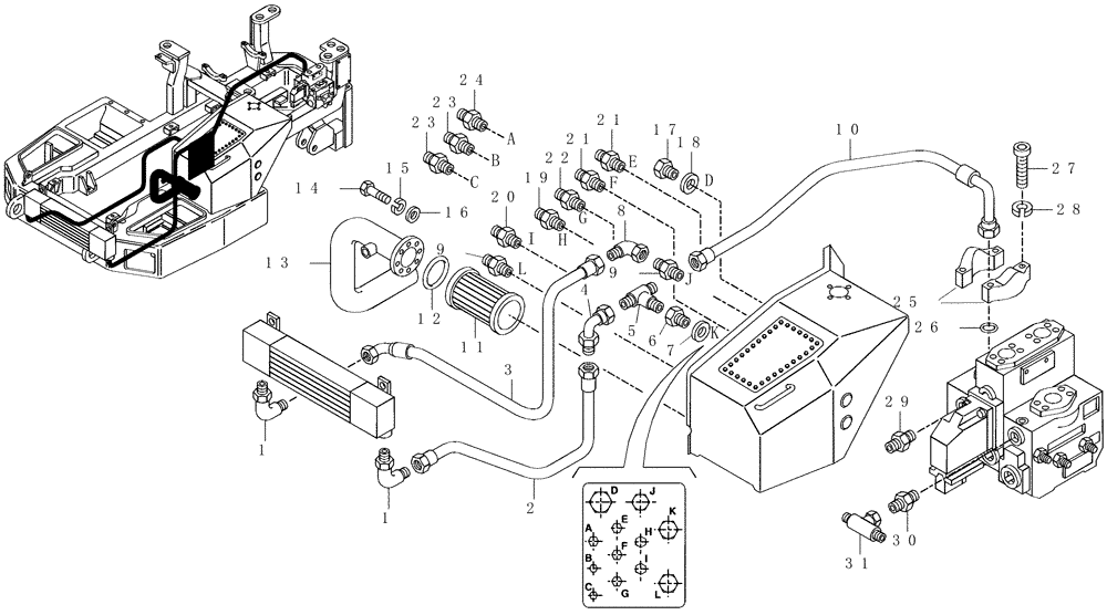 Схема запчастей Case 330 - (43A00010773[01]) - STEERING SYSTEM - HYDRAULIC CIRCUIT (09) - Implement / Hydraulics / Frame / Brakes