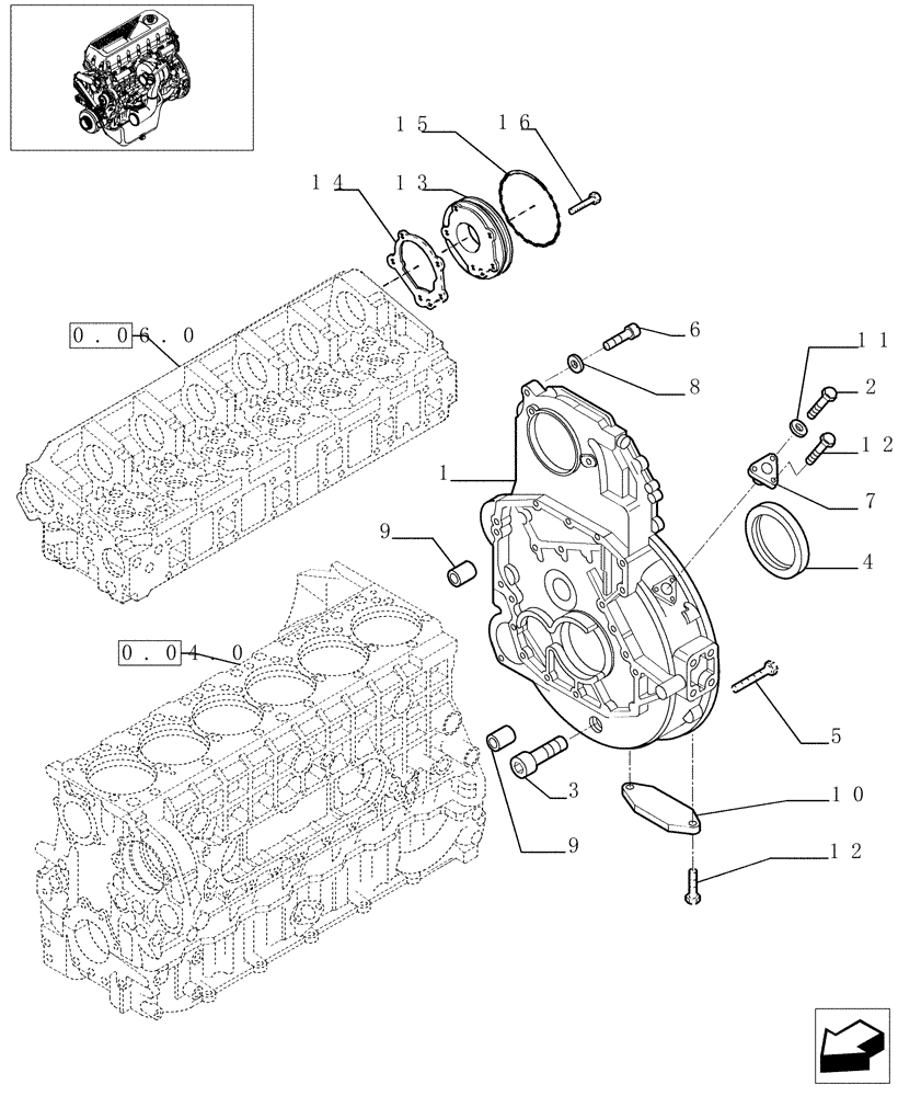 Схема запчастей Case F3BE0684E B003 - (0.04.3[01]) - FLYWHEEL CASE (504051804 - 504045977) 