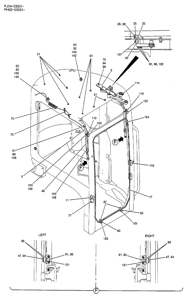 Схема запчастей Case CX50B - (02-068) - CAB ASSEMBLY, P/N PW02C01071P1 (05) - SUPERSTRUCTURE