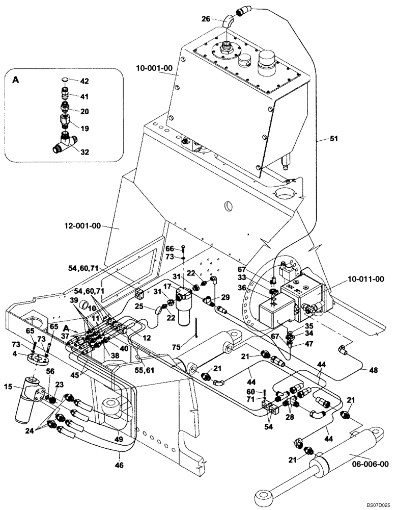 Схема запчастей Case SV216 - (06-002-00[01]) - STEERING - HYDRAULIC CIRCUIT (GROUP 336) (ND127514) (05) - STEERING