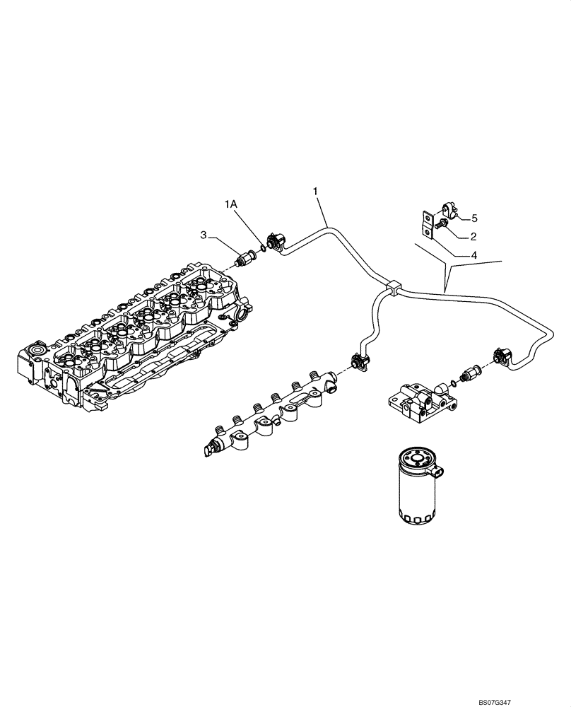 Схема запчастей Case 621E - (03-11) - FUEL INJECTION SYSTEM - DRAIN LINE (03) - FUEL SYSTEM