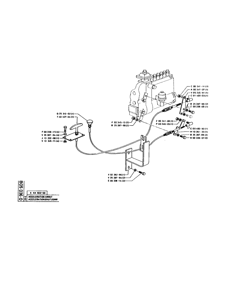 Схема запчастей Case 160CL - (038) - ACCELERATION/SHUT-DOWN (01) - ENGINE