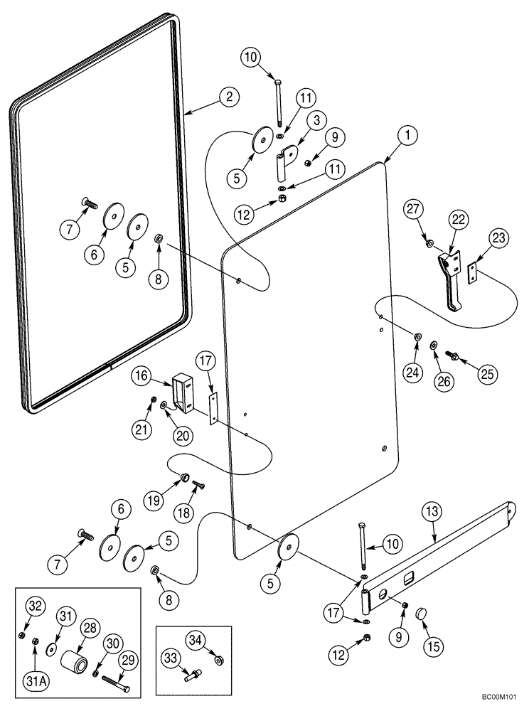 Схема запчастей Case 521D - (09-40) - CAB - WINDOW, RIGHT-HAND (09) - CHASSIS