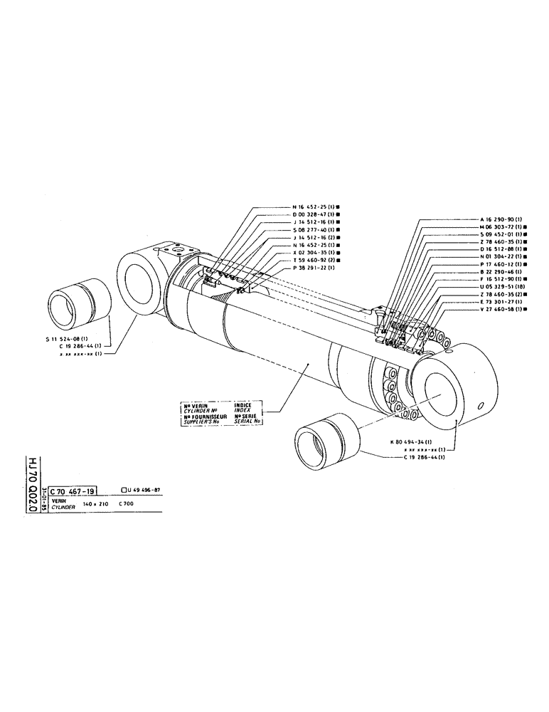 Схема запчастей Case 220 - (156) - CYLINDER (07) - HYDRAULIC SYSTEM