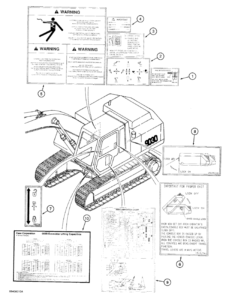 Схема запчастей Case 9030 - (9-70) - DECALS - FRENCH LANGUAGE, OPERATORS COMPARTMENT (09) - CHASSIS