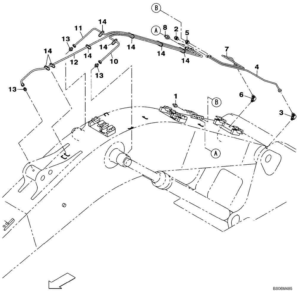 Схема запчастей Case CX240B - (09-36) - LUBRICATION CIRCUIT - BOOM (09) - CHASSIS/ATTACHMENTS