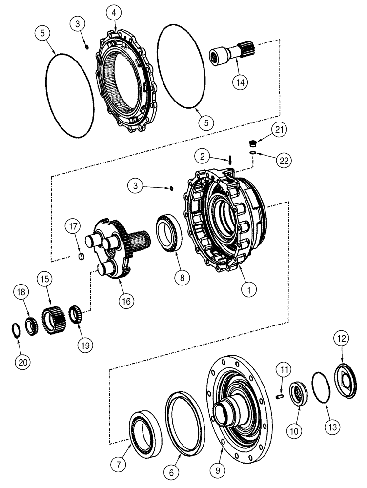 Схема запчастей Case 621D - (06-23E) - AXLE, REAR - HUB, PLANETARY (06) - POWER TRAIN