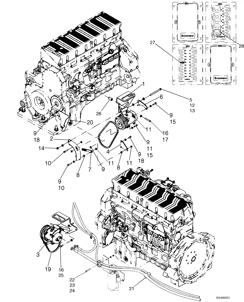 Схема запчастей Case 921E - (09-79) - AIR CONDITIONING - COMPRESSOR MOUNTING (09) - CHASSIS