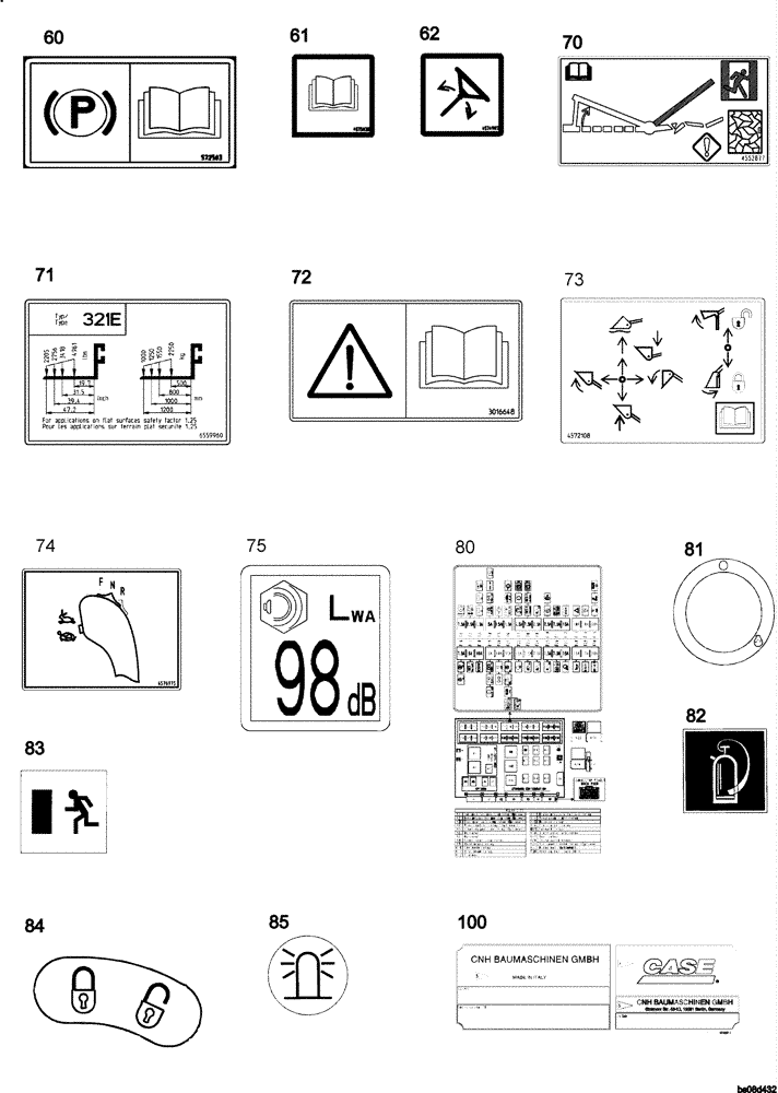 Схема запчастей Case 321E - (91.015[6559868000]) - DECALS CASE (EUROPE) HTS 2 OF 2 (90) - PLATFORM, CAB, BODYWORK AND DECALS