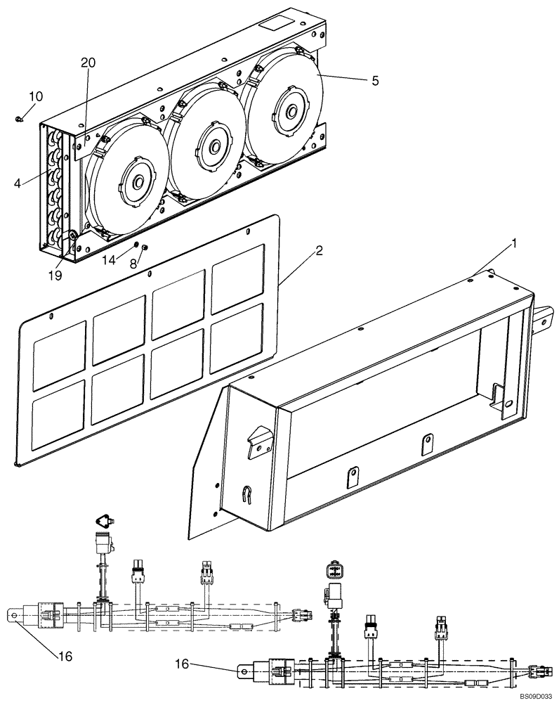 Схема запчастей Case 1150K - (09-36) - CAB - AIR CONDITIONING CONDENSER (09) - CHASSIS/ATTACHMENTS