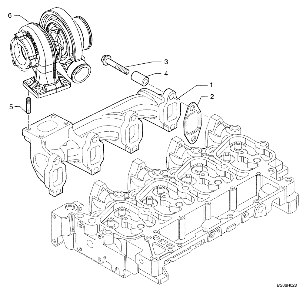 Схема запчастей Case 650K - (02-21) - MANIFOLD - EXHAUST (02) - ENGINE