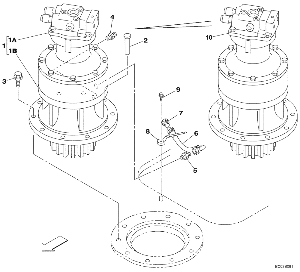 Схема запчастей Case CX130 - (08-084) - MOUNTING - SWING MOTOR (08) - HYDRAULICS