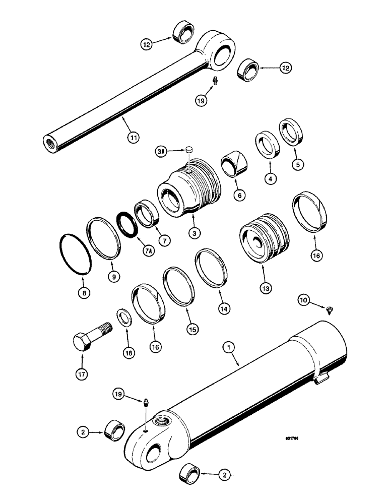 Схема запчастей Case W14 - (558) - G101226 AND G101227 BUCKET CLAM CYLINDERS, WITH ONE PIECE PISTON (09) - CHASSIS/ATTACHMENTS